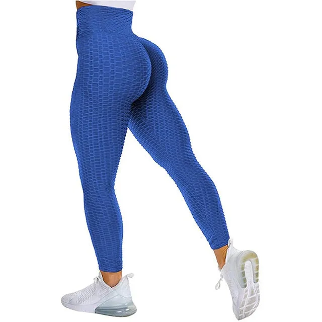 Textured High Rise Leggings - Navy No Pockets