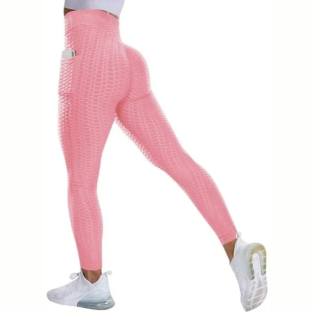Textured High Rise Leggings - Navy No Pockets