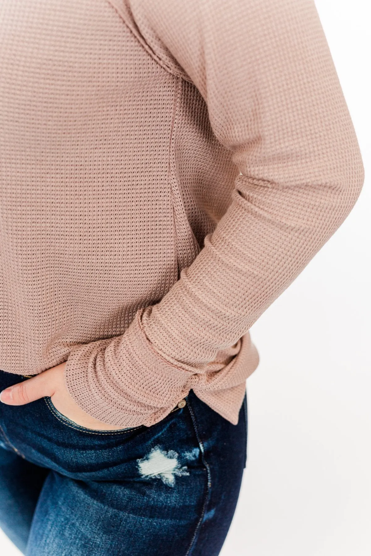 There You Go Again Thermal Notch Top- Dusty Mauve