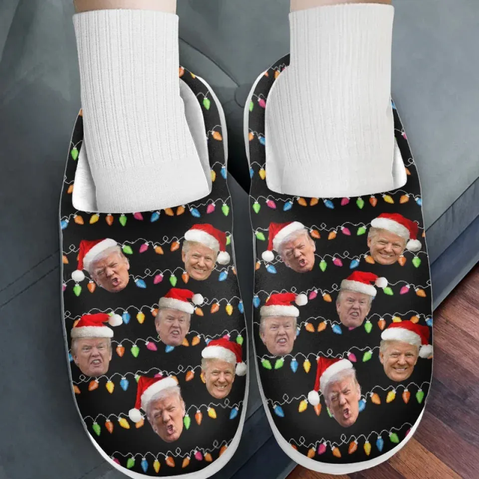 This Santa Brings Joy To America - US Election Fluffy Slippers - Christmas Gift For Conservative Supporters