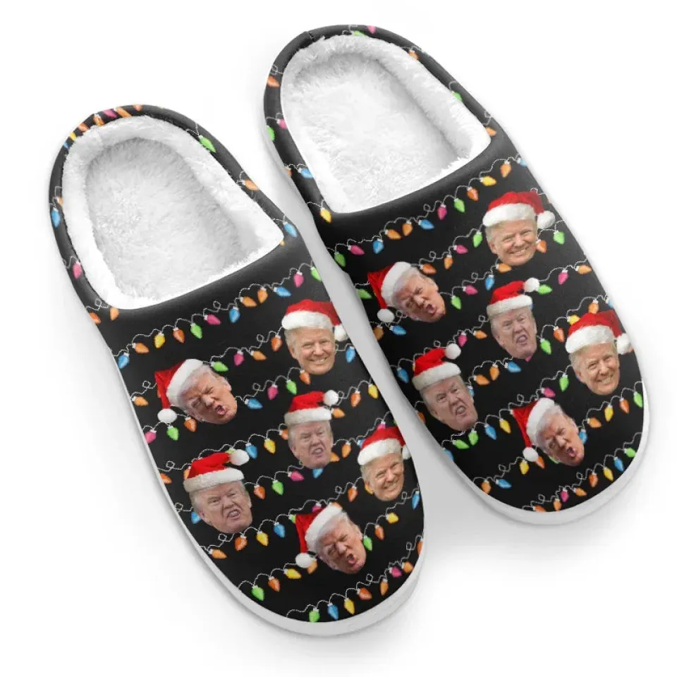 This Santa Brings Joy To America - US Election Fluffy Slippers - Christmas Gift For Conservative Supporters