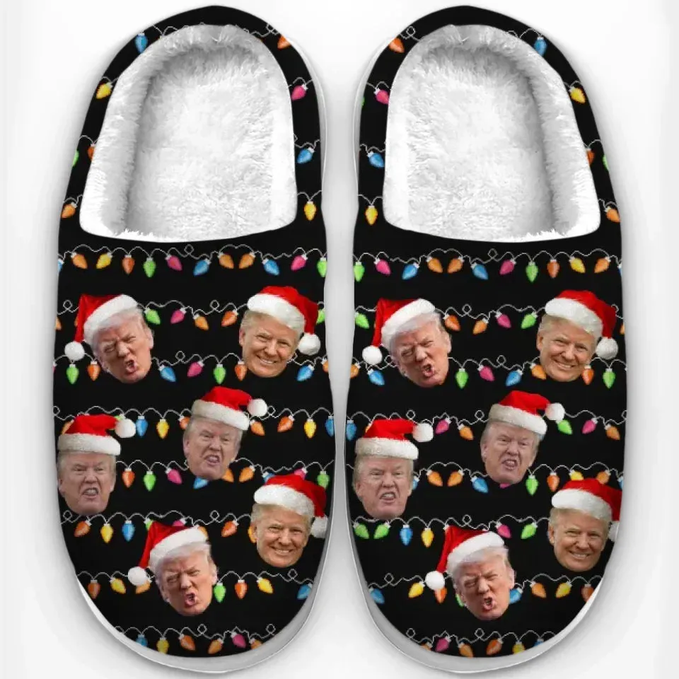 This Santa Brings Joy To America - US Election Fluffy Slippers - Christmas Gift For Conservative Supporters
