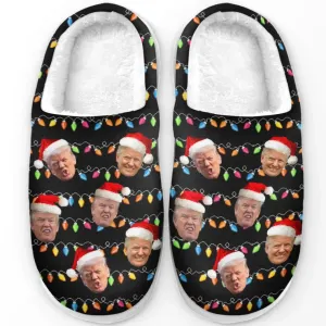This Santa Brings Joy To America - US Election Fluffy Slippers - Christmas Gift For Conservative Supporters