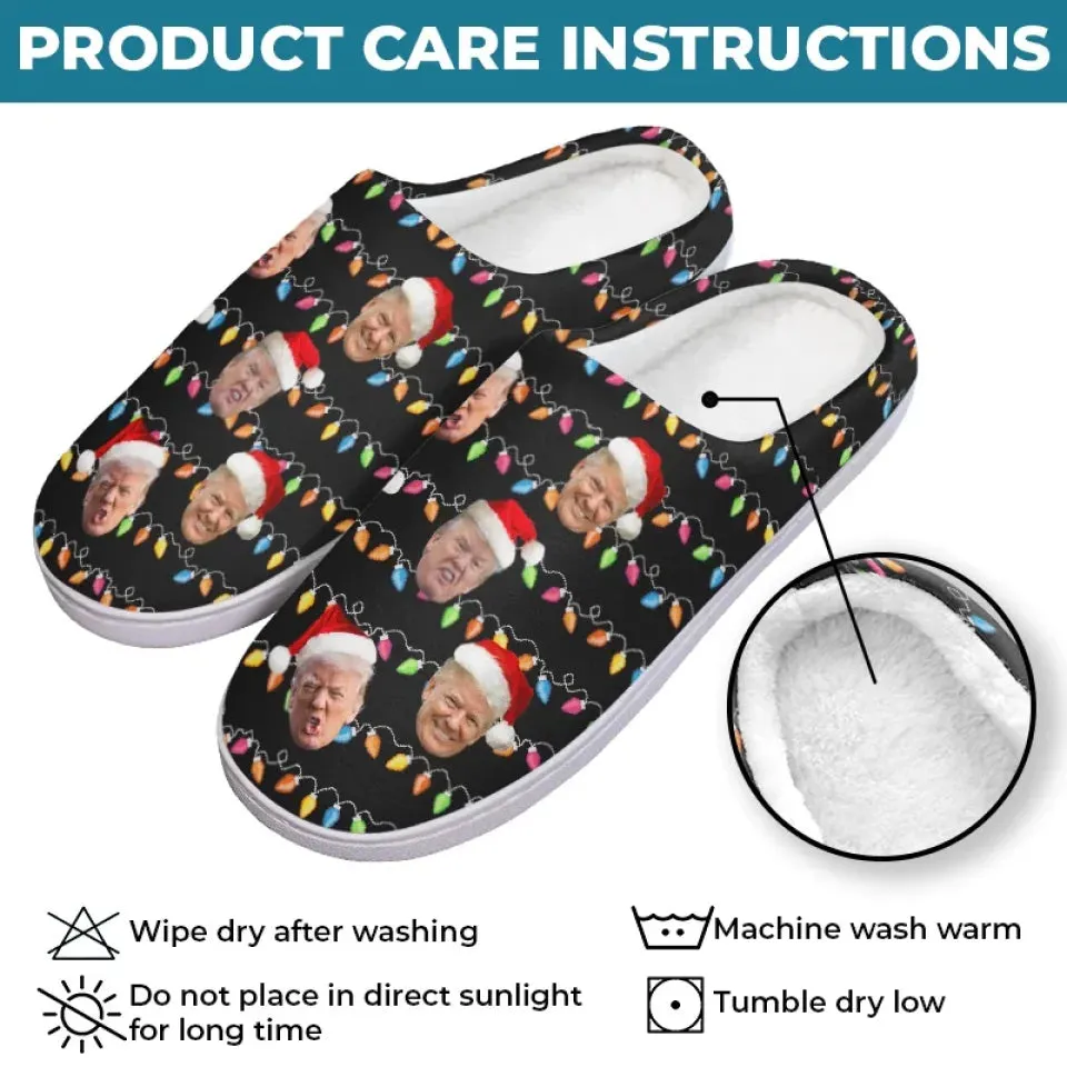 This Santa Brings Joy To America - US Election Fluffy Slippers - Christmas Gift For Conservative Supporters