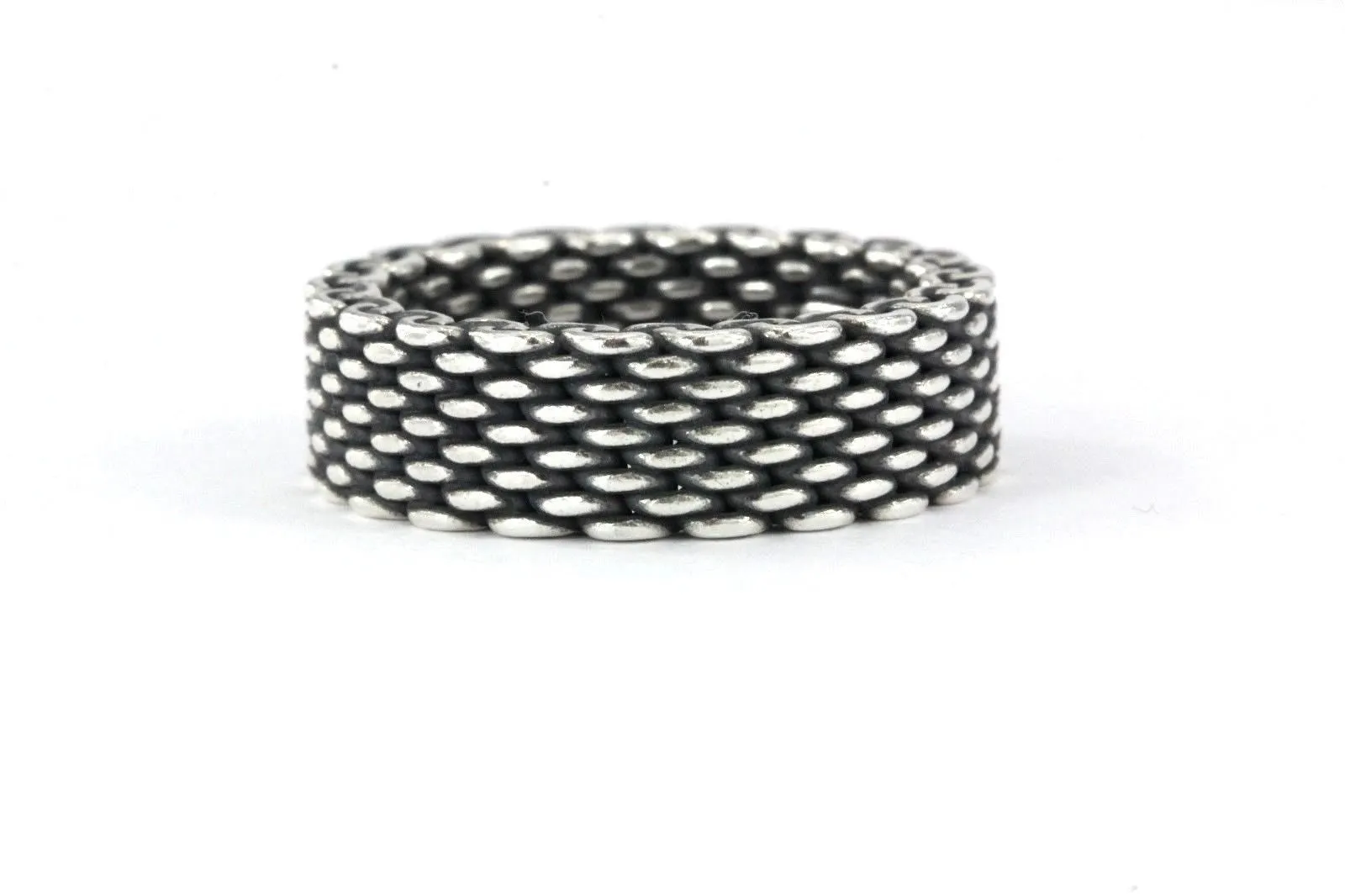 Tiffany & Co Sterling Silver Non-Flexible Somerset Mesh Ring Size 6.5