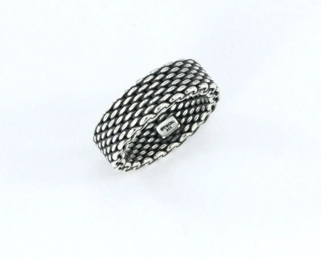 Tiffany & Co Sterling Silver Non-Flexible Somerset Mesh Ring Size 6.5