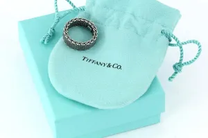 Tiffany & Co Sterling Silver Non-Flexible Somerset Mesh Ring Size 6.5