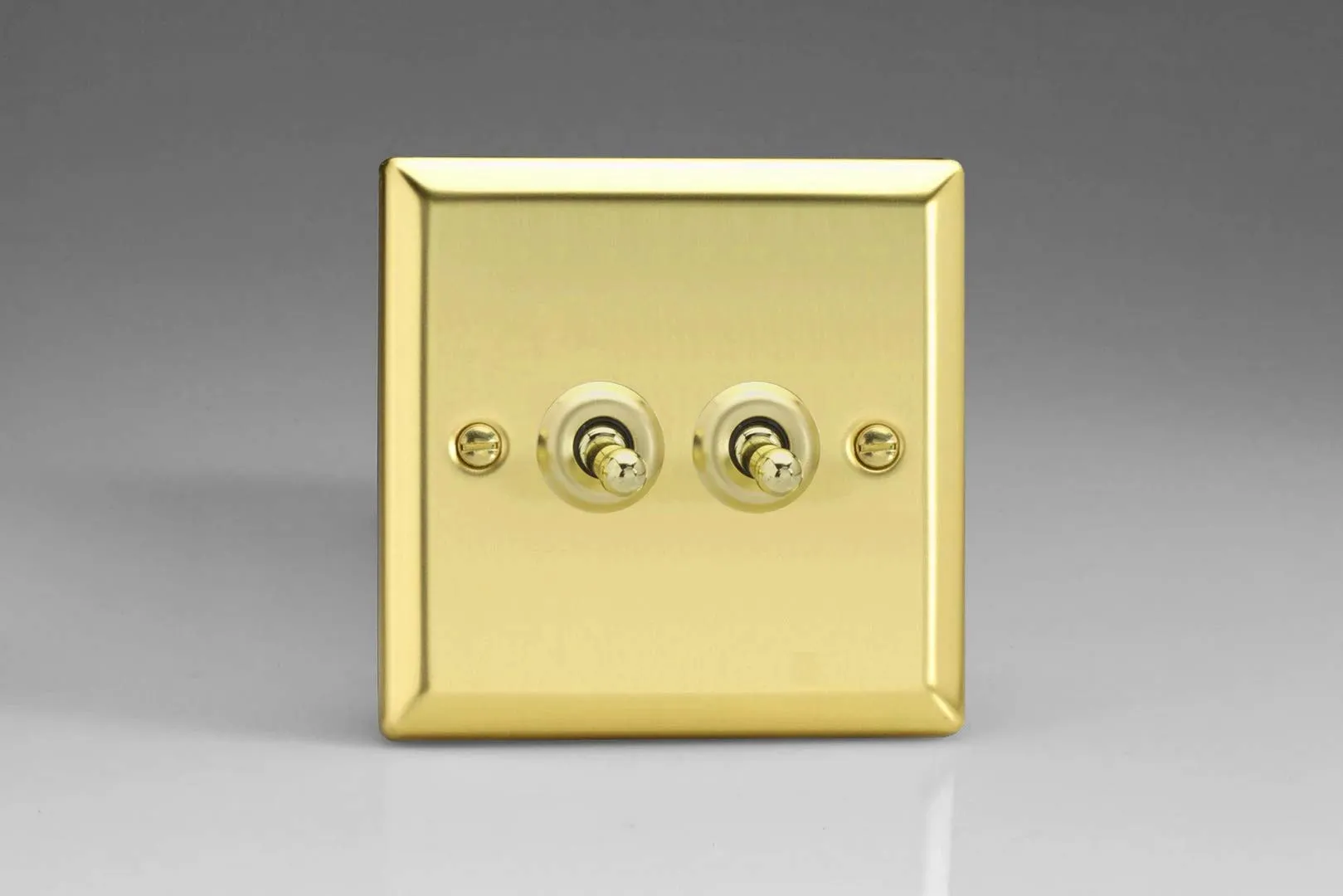 Varilight XVT2 Toggle Switches Victorian Brass 2-Gang