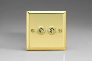 Varilight XVT2 Toggle Switches Victorian Brass 2-Gang