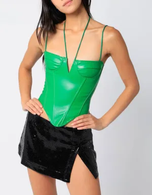 Vegan Leather Strappy Corset Top