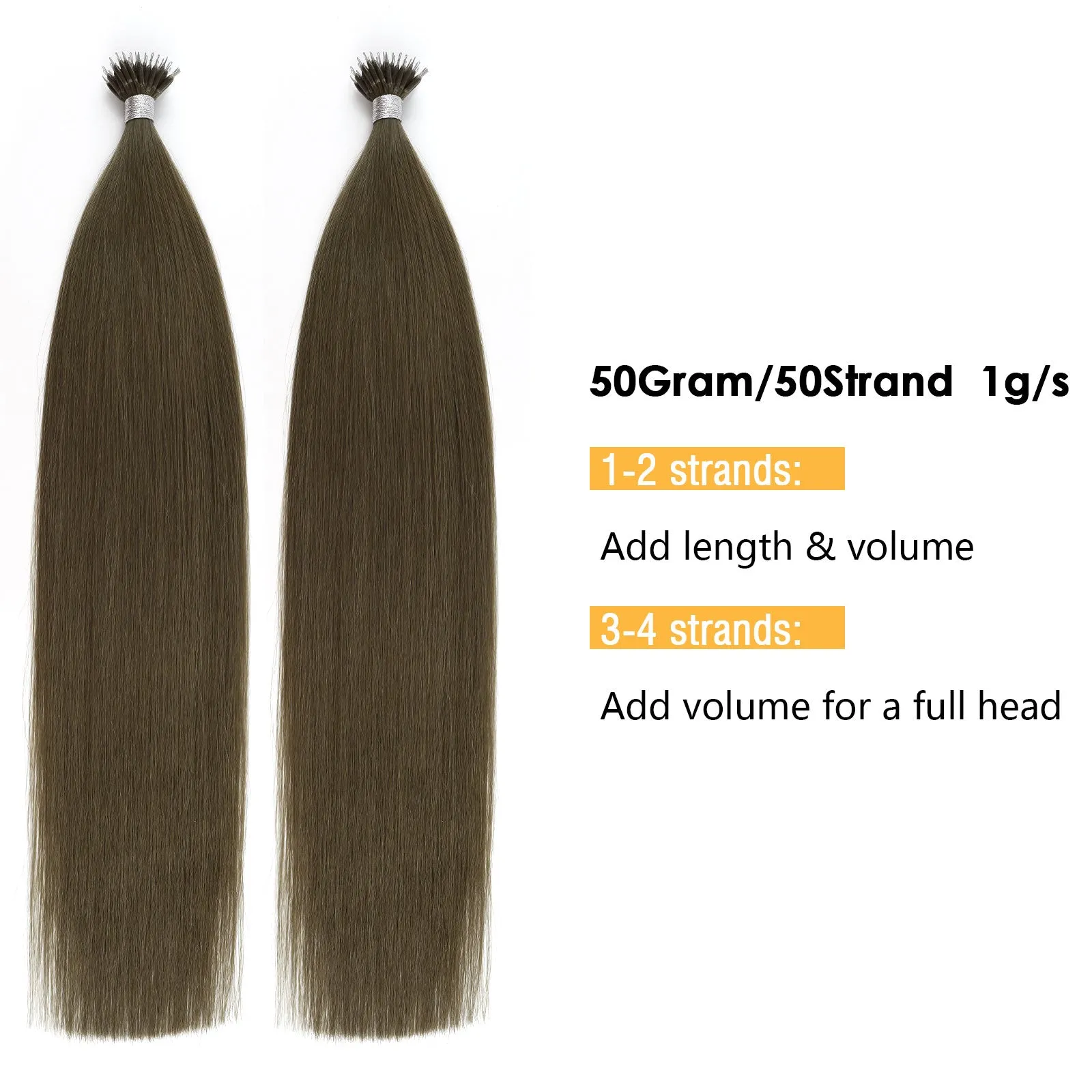 Virgin Nano Ring Hair Extensions 4# Warm Chestnut Brown