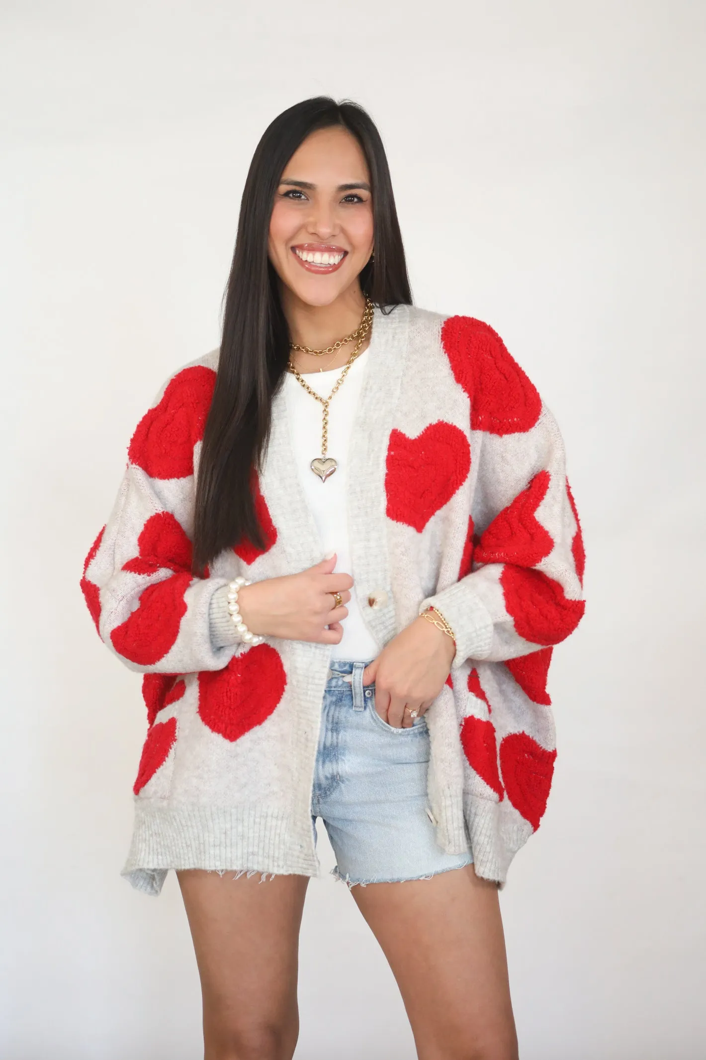 WARM EMBRACE HEART KNIT CARDIGAN