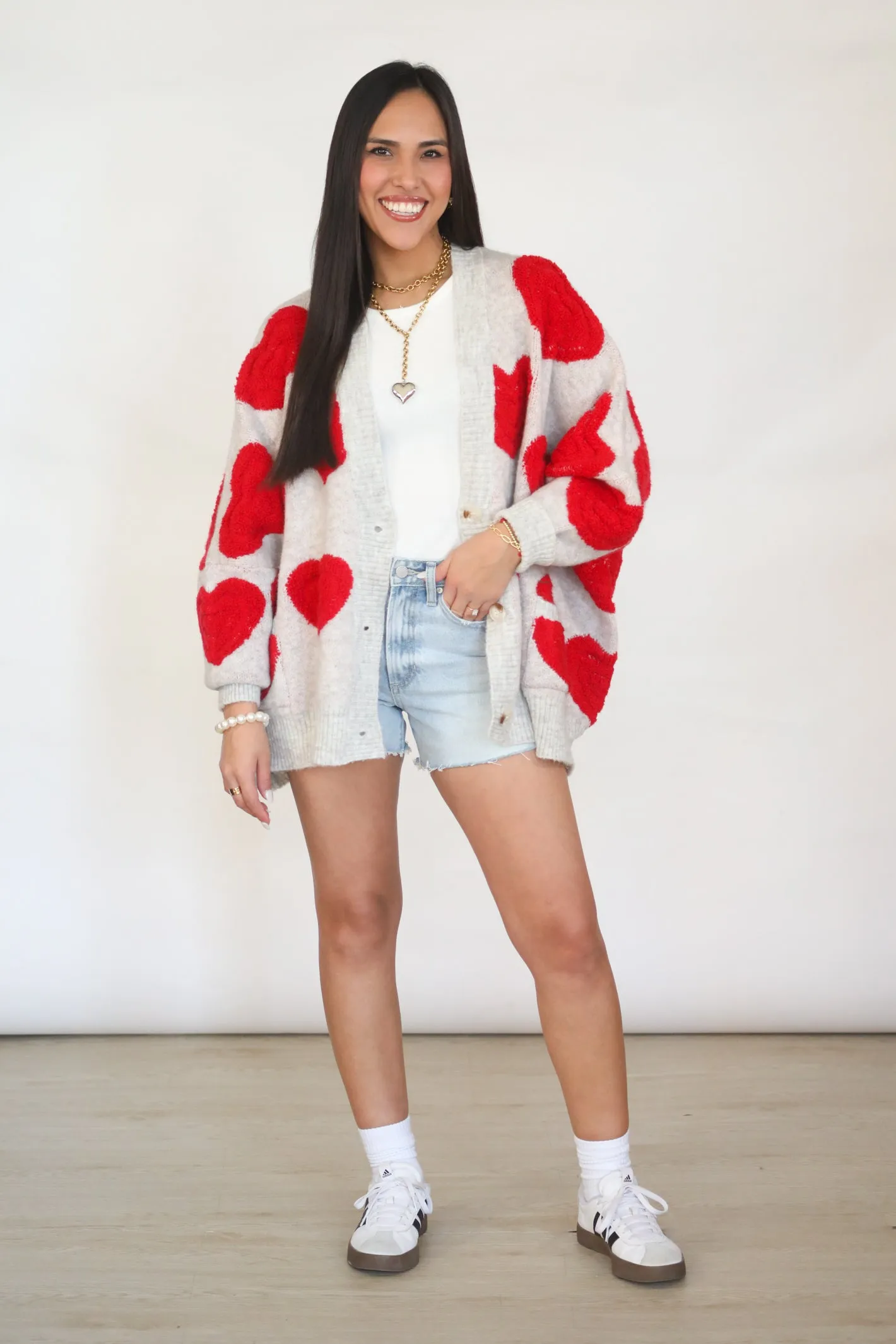 WARM EMBRACE HEART KNIT CARDIGAN