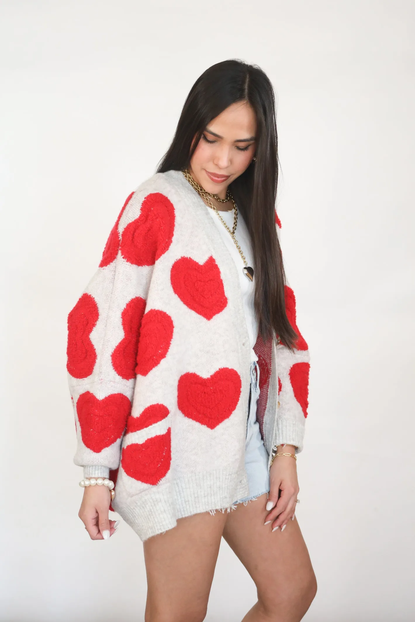 WARM EMBRACE HEART KNIT CARDIGAN