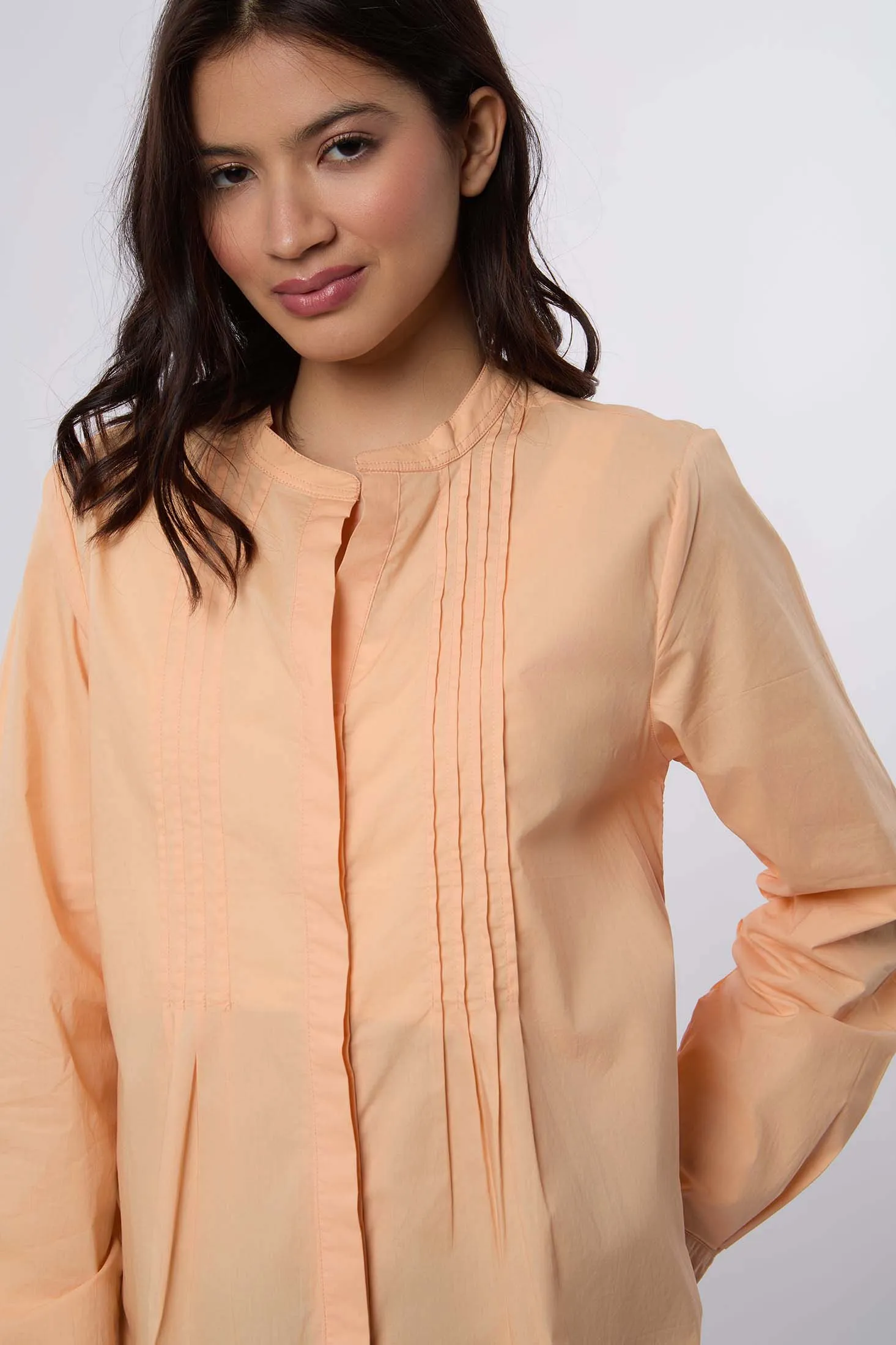 Women Blouse Cotton  Long Sleeve Pink