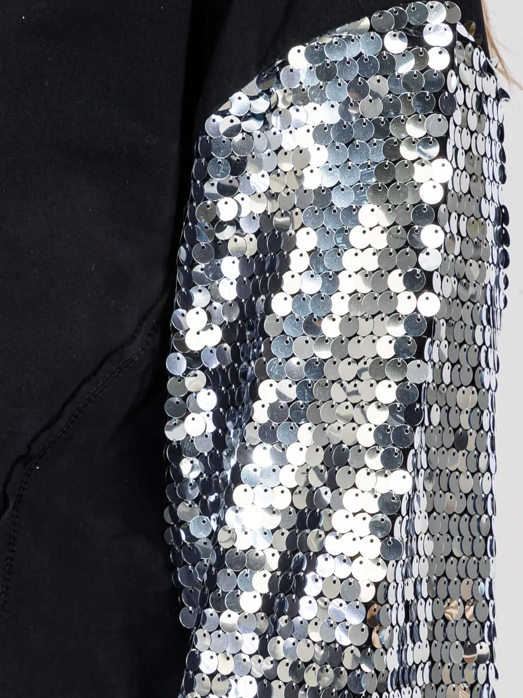 WOMEN'S LONG SEQUINS SLEEVES PULLOVER HIGH-LOW SWEATER