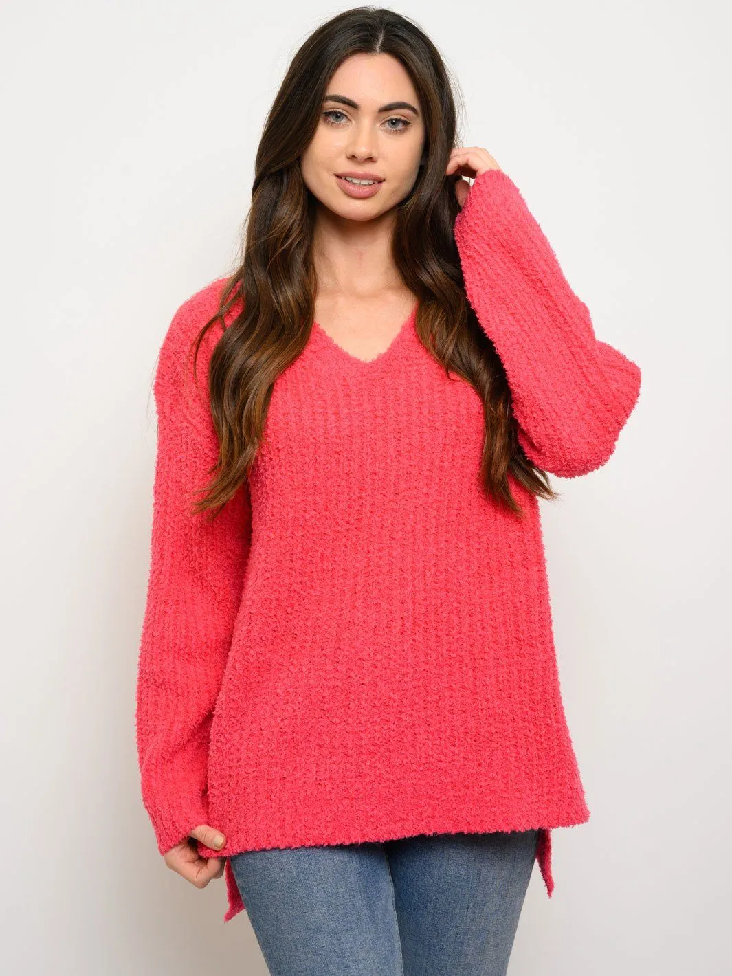 WOMEN'S LONG SLEEVE V-NECK SWEATER