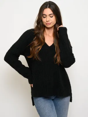 WOMEN'S LONG SLEEVE V-NECK SWEATER
