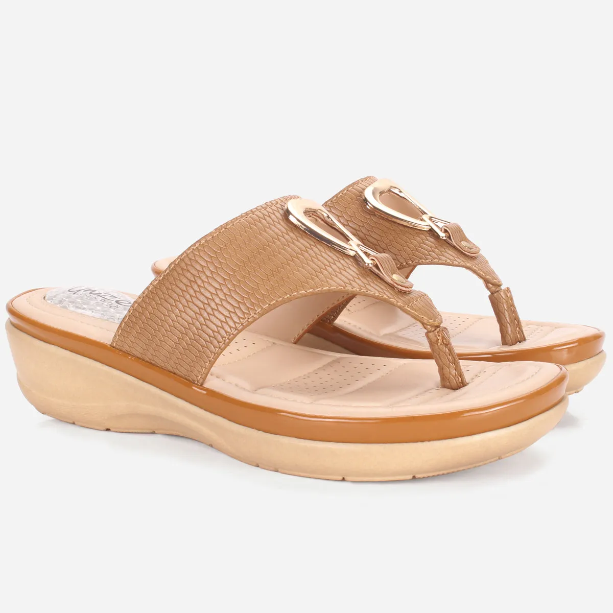 Womens "ERINE" Open Toe Comfy Everyday Wedge Slipper
