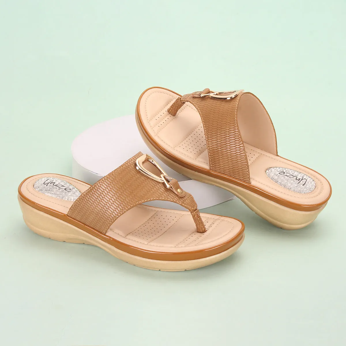 Womens "ERINE" Open Toe Comfy Everyday Wedge Slipper