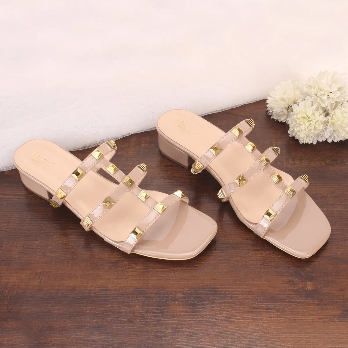 Womens "OZLEM" Decorated Block Heel Sandals