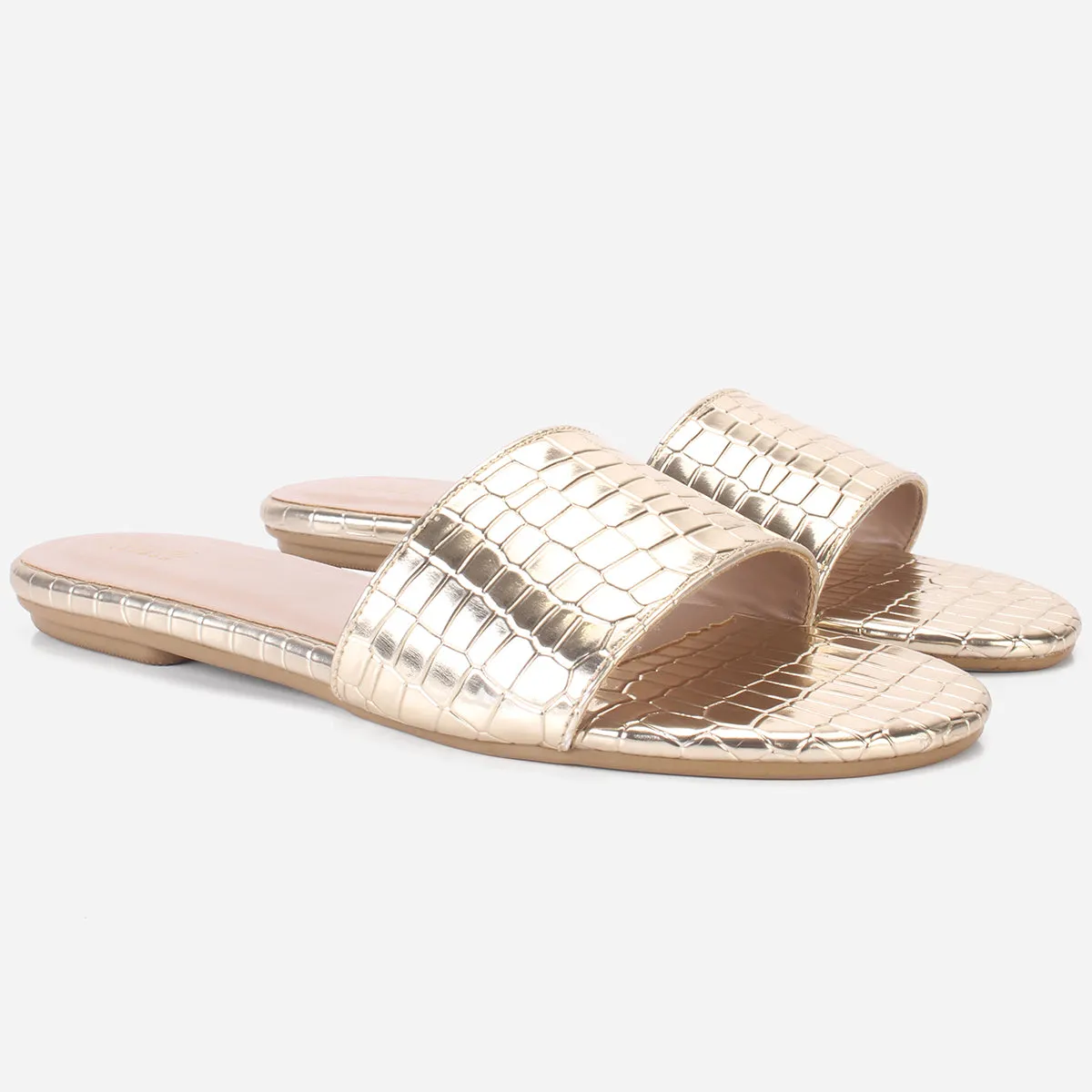 Womens "ROSA" Shimmer Summer Flat Slippers