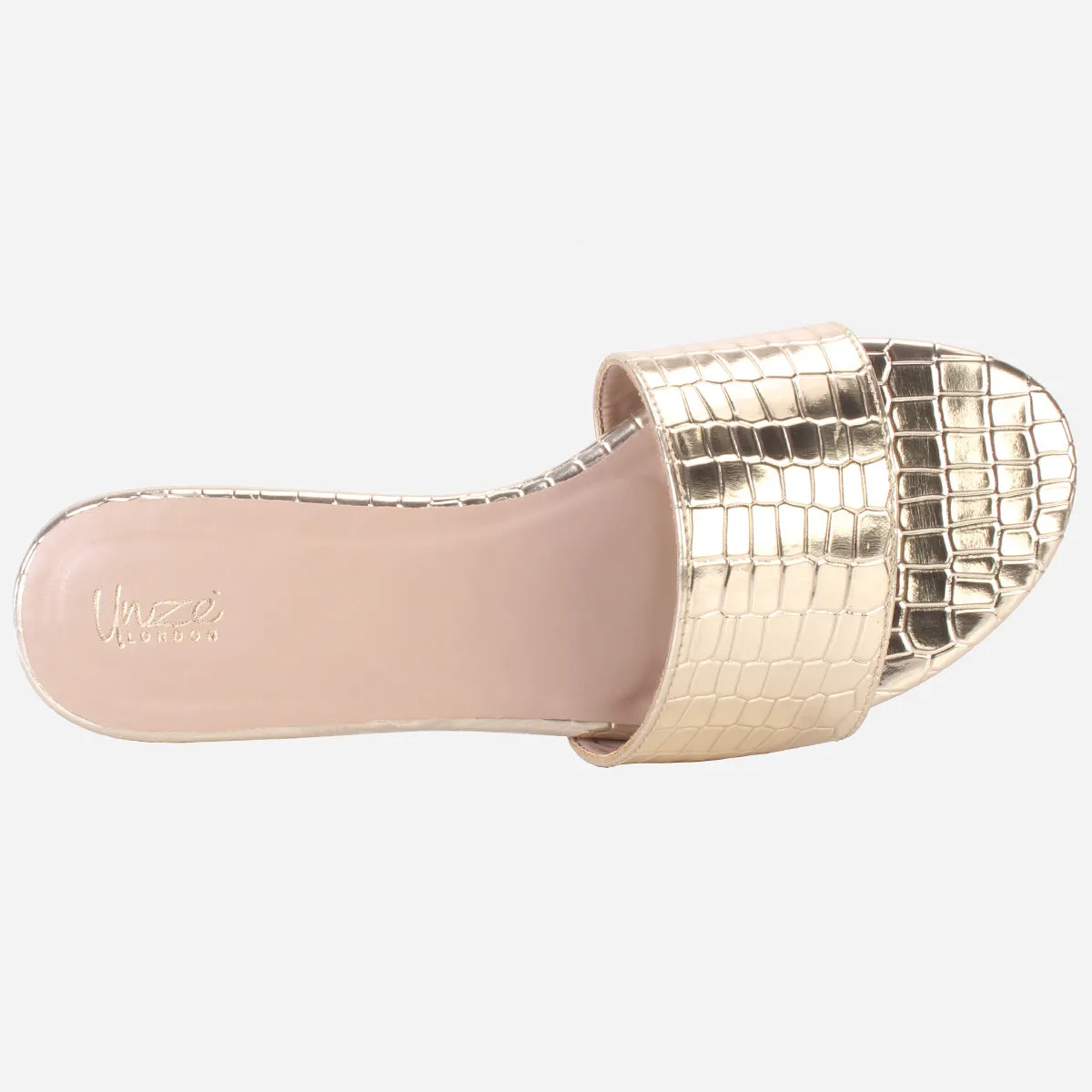 Womens "ROSA" Shimmer Summer Flat Slippers