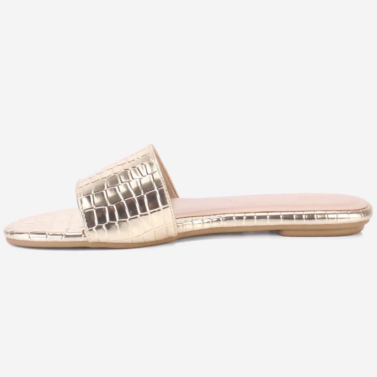 Womens "ROSA" Shimmer Summer Flat Slippers